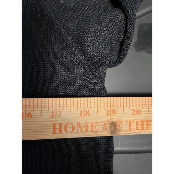 Eileen Fisher Cardigan Sweater Size Large Black Organic Linen Knit Short Sleeve - Picture 5 of 6